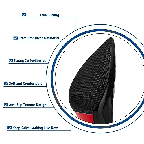 Image of GADEBAO Shoe Sole Protector, 4 Pcs Self Adhesive Shoe Bottom Protector for High Heels, Silicone Anti Slip Shoe Grips on Bottom of Shoes, Non Slip Pads for Shoes (Medium, 6 inch by 4 inch, Black)