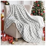 Heated Blanket Electric Throw, 50X60 Heating Throw with 8 Heating Levels & 8 Time Settings, Grey Plaid Washable Warm Soft Flannel Blanket Gift for Couch Bed Office, ETL Certified