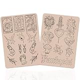 TgoBeauty Peau d'entraînement au tatouage double face pré-imprimée avec pochoir, blanche/rose, lignes fines, pour la formation au tatouage (1pièce Rose Peau Tatouée)