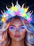 DRESBE Light Up Starfish Tiara and Crown LED Seashell Headband Beach Mermaid Hair Accessories for Women