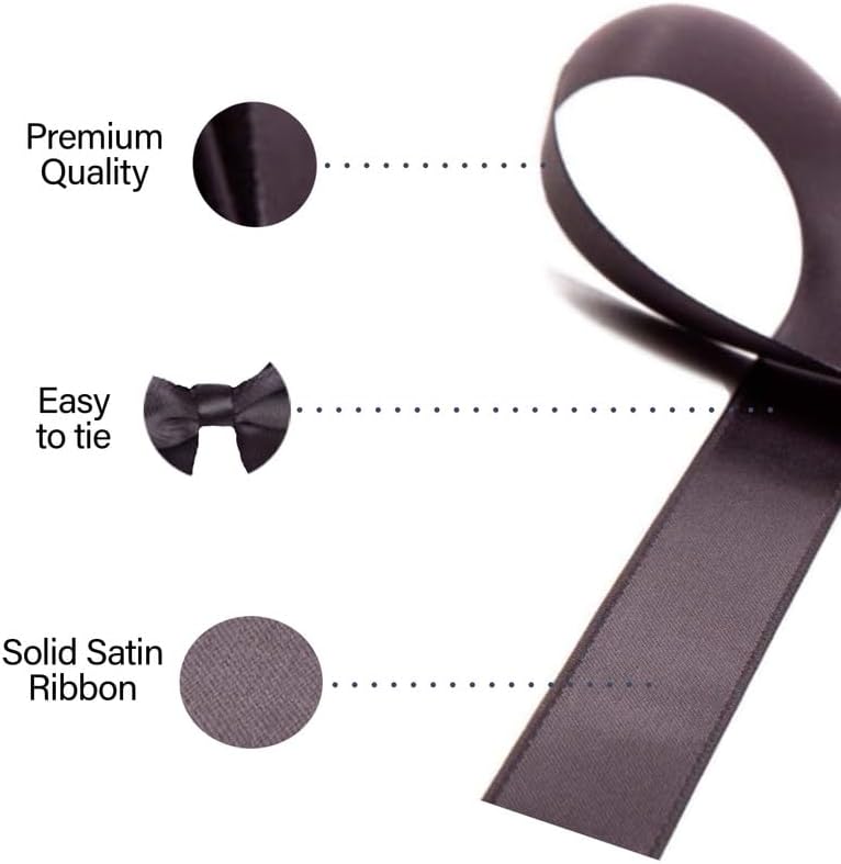 SR- Full Reel 6mm Double Faced Satin Ribbon, 20 Metres on Reel - Charcoal