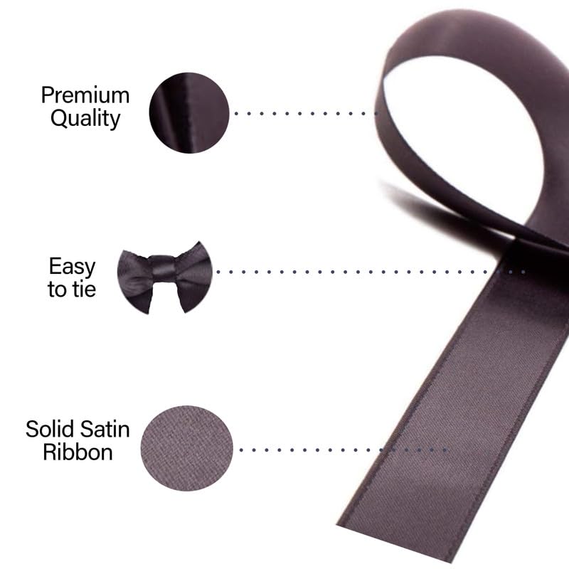 SR SUPER RIBBONS®™- Full Reel 38mm Double Faced Satin Ribbon, 20 Metres on Reel - Charcoal, 38mm x 20m - Image 2