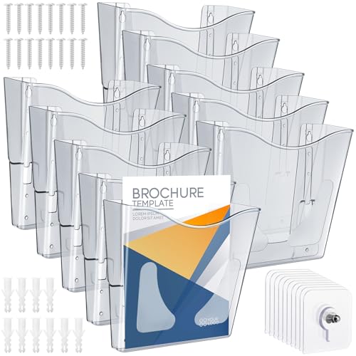 RattanView Paquete de 10 soportes acrílicos para archivos de pared, organizador de archivos de plástico para colgar en la pared, organizadores de revistas para oficina, hogar, aula (negro