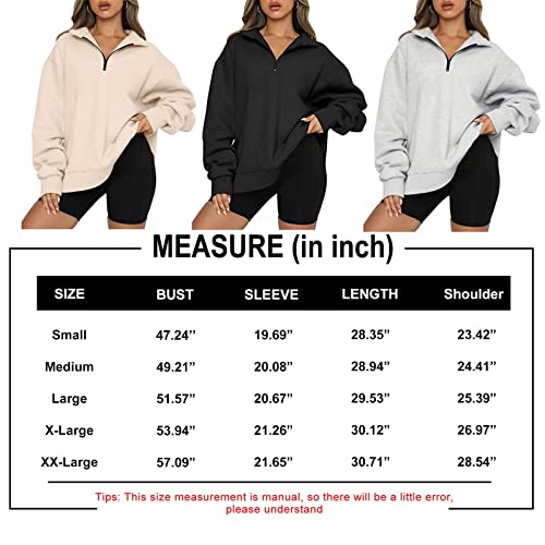 Velisde Women Oversized Half Zip Sweatshirt Pullover Drop Shoulder Long Sleeve 1/4 Zipper Sweater Teen Girls Fall Y9K Clothes Apricot #TOP6