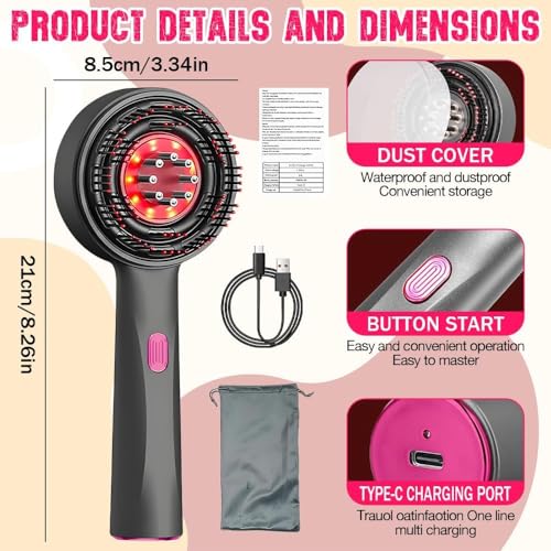 Image of Premium Head Scalp Electric Massager Comb | Scalp Massaging Brush with 3 In 1 Hair Oil Applicator | IPX7 Waterproof,Portable Deep Massager For Hair & Head Relaxation at Home | Shiatsu Massage for Hair Growth /Stress Relax (Red)