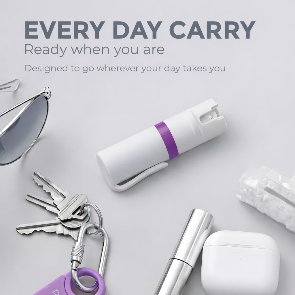 POM Pepper Spray & Personal Alarm Safety Kit – OC Self Defense Keychain Spray & Loud Emergency Alarm for Campus Safety, Women & Students