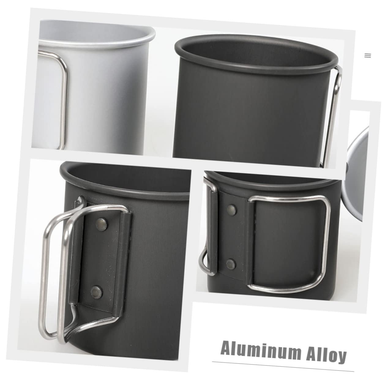 BESPORTBLE 4pezzi Bicchiere Pieghevole Lega Di Alluminio Per Campeggio Tazza Portatile Per Caffè e Bevande Per Escursionismo e Outdoor Design Elegante e Resistente