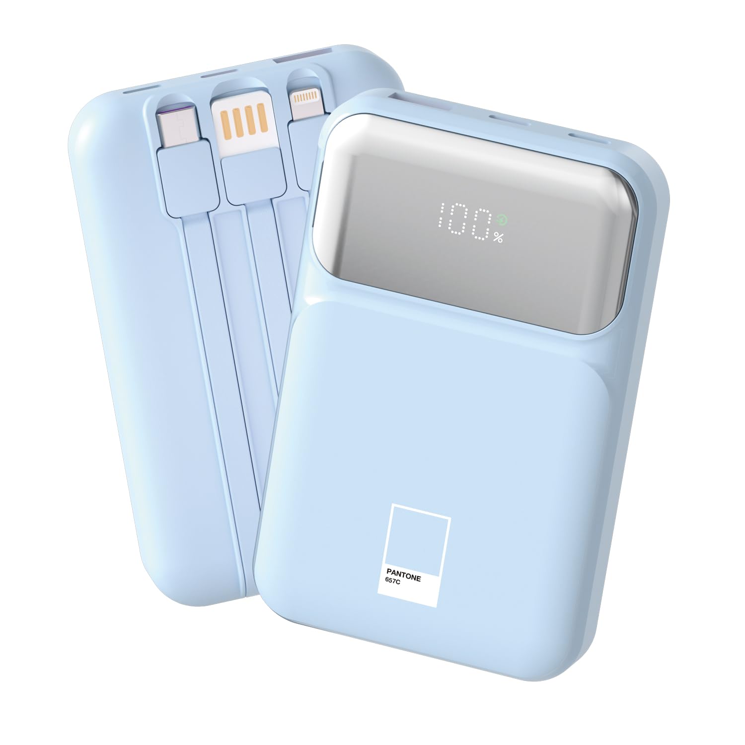 PGB-20 Power Bank 10000mAh con Cavo Integrato 3 in 1. Ricarica Rapida 22.5WBlu