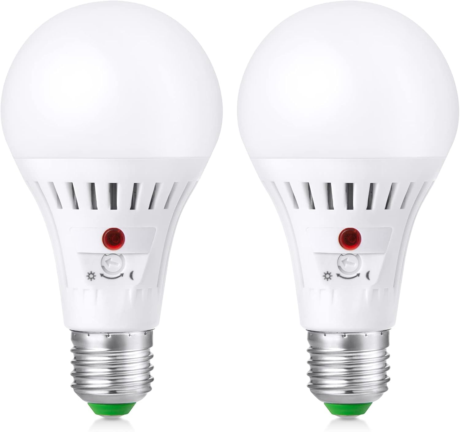 Elrigs Dusk to Dawn Light Bulb, 12W E27 LED Bulb with dimmable Photocell Sensor, Cool White(6000K), Automatic On/Off, 1350LM(100W Equivalent), Outdoor Light Bulb from Dusk Till Dawn, Pack of 2
