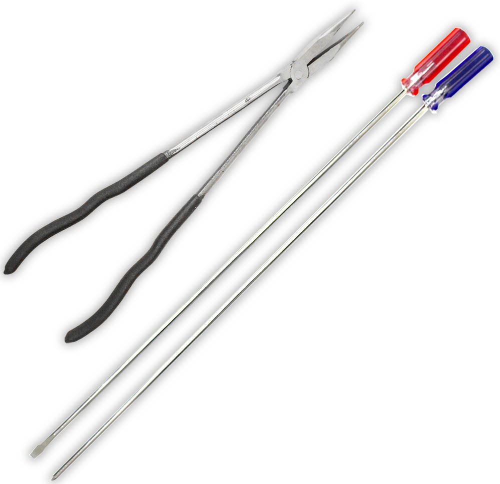 ToolUSA 3 Piece Long Reach Set | Includes 20" (50.8 cm) Long Reach Phillips & Slotted Screwdrivers | 16" (40.6 cm) Long Pliers | Because Screwdriver & Plier Size Matters!
