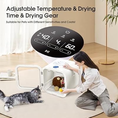 LUCKY NAVI Automatic Pet Dryer Box for Cats and Small Dogs, Ultra Quiet 62L Big Capacity Dog Dryer Box, Cat Dryer Cage with Smart Temperature Control, 360 Pet Dryer Box(62.0L)