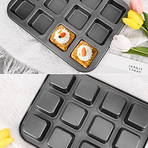 Beasea Brownie Pan With Dividers, 2 Set All Edges Square Cupcake Brownie Pans 12 Mini Cavity Non Stick Baking Carbon Steel Bread Mold Small Edge 3X4 Individual Cutter Sheet Tray For Cake Cookie Oven #TOP5