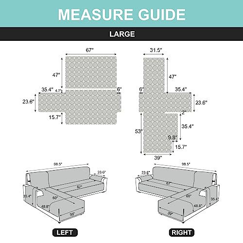 Genina Sectional Couch Covers For Dogs L Shaped Sofa Covers Chaise Lounge Cover Reversible Couch Covers For Sectional Sofa L Shape Furniture Protectors Cover For Pets, Kids (Gray, Large) #TOP3