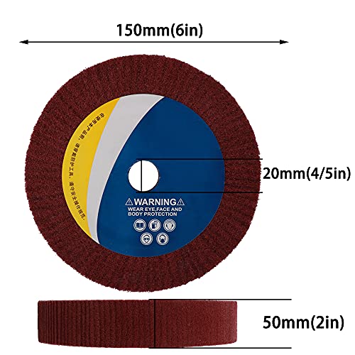 6Inch Non-Woven Abrasive Grinding Flap Wheel Nylon Fiber Wheel Scouring Buffing Pad For Rotary Tool 2Inch Thickness 240 Grit Red #TOP1