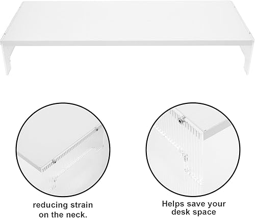Miniatura 7 de Kisangel Elevador de monitor de escritorio con patas acrílicas, soporte ergonómico para laptop y estante organizador para escritorio, plataforma