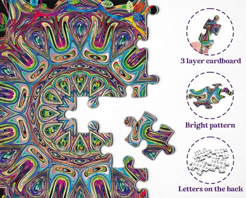 Mandala Flower Puzzles para Adultos 1000 Piezas, Rompecabezas Redondo Difícil y Colorido miniatura 6