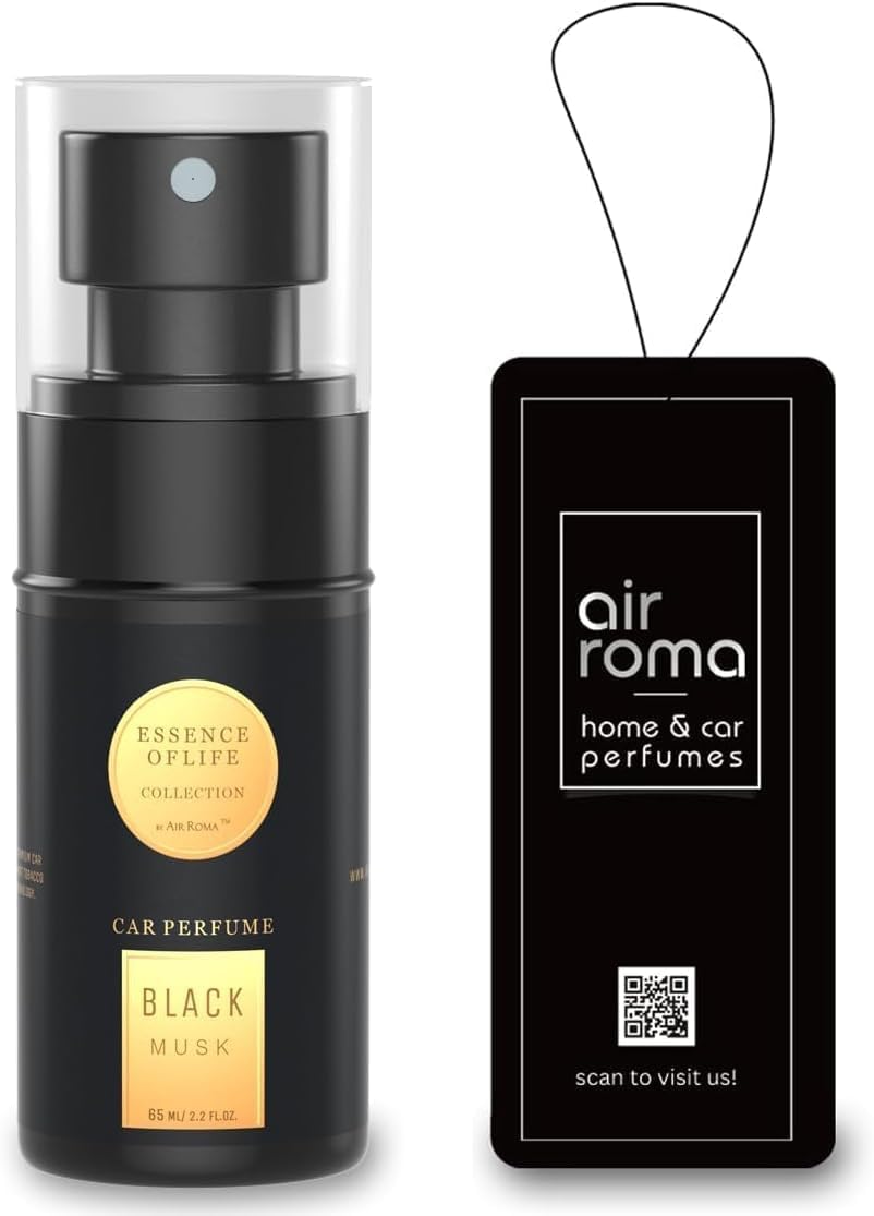 Black Musk Premium Car Perfume Spray – Fine Fragrance Car Air Freshener with Anti-Odor Technology | Long-Lasting Interior & Fabric Spray for Cars | 60ml (2 fl oz)