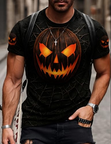 Men Shirts Halloween Spooky Season Graphic Tshirts Funny Short Sleeve Tee Top3