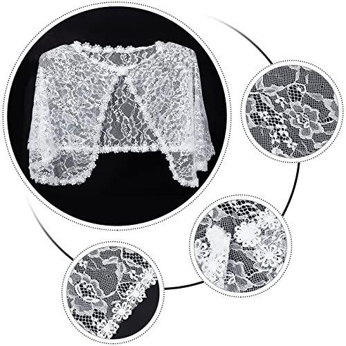 CRASPIRE Lace Wedding Shawl Wrap White Women Evening Cape Flower Lace Bridal Shoulder Covers for Dress Prom Party Costume Weddings Bridal Bridesmaids4