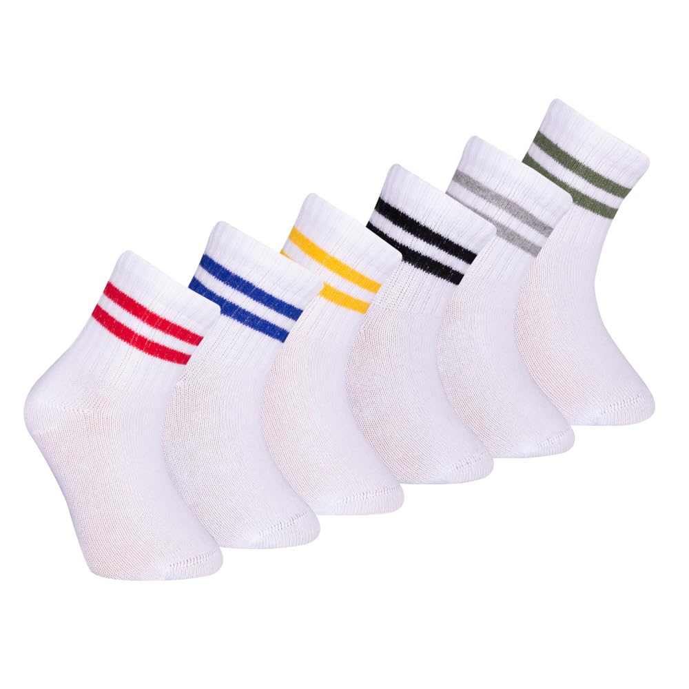 Petit Minou Stripes Bella Ribbed Turkish Cotton Seamless Toe Socks, Stylish And Cozy 6 Pack Baby Toddler Socks, 2-3 Años