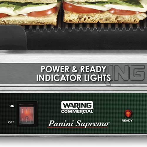 Waring Commercial Wpg250 Panini Supremo® Large Panini Grill, Pancake Drip Crepe Batter Panini, 120V, 5-15 Phase Plug #TOP2