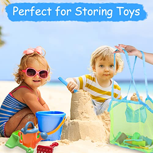 Strandspielzeug Tasche Groß, Strandtasche Netztasche für Sandspielzeug Wasserspielzeug, Wiederverwendbare und Faltbare Kinder Aufräumsack für Strand Picknick/Schwimmbad/Wäschesack/Familie Urlaub