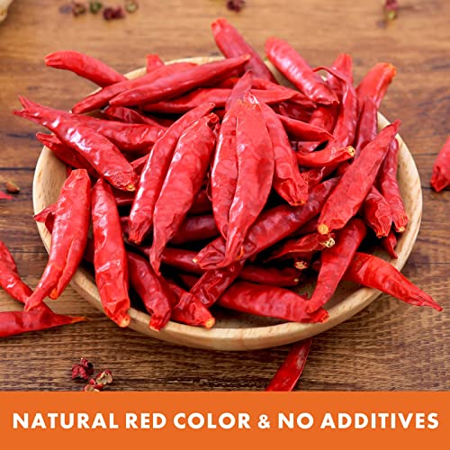 Image of Yimi Dried Red Chilis Peppers, Medium Hot Spice For Multi Cuisine 10.7 Oz | Medium Hot Spicy Peppers Dried Chili Pods For Pozole Tamales Hotpot, Resealable Storage Bags For Cooking & Gift