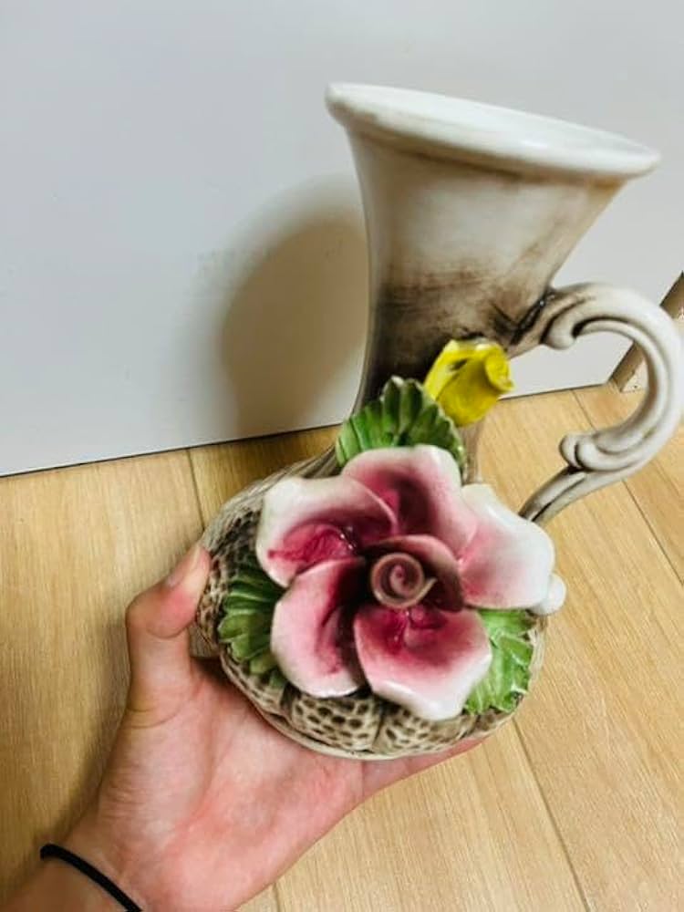 イタリア製 アンティーク ロココ調 フラワー装飾 陶器