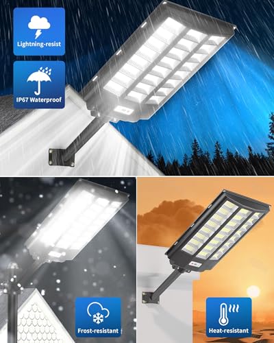 Image of Gefolly SL-8600W Solar Street Lights Outdoor, 680000LM Commercial Parking Lot Light, 6500K Dusk to Dawn IP67 Security Flood Lights Motion Sensor Led Lamp for Basketball Court, Road, Yard