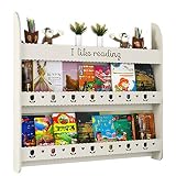 XJJUN Bücherregal for Kinder An Der Wand Montiert 3-lagige Lagerung Hohlschnitzen Multifunktion Porenfreie Installation Einfach Massivholz Schlafzimmer, 4 Farben