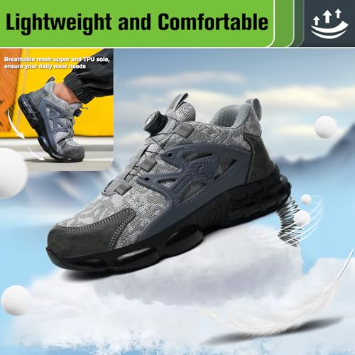 Image of Steel Toe Shoes for Men Women Lightweight Comfortable Work Sneakers Composite Toe Shoes Safety Tennis Sneakers for Long Shifts