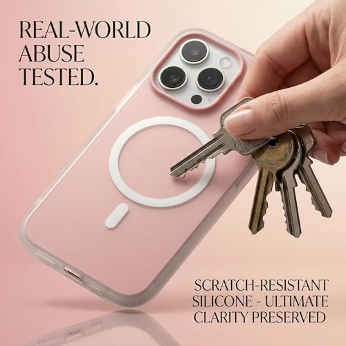 Image of amazon basics Luxury MagSafe Compatible Magnetic Case for iPhone 15 Pro | Soft Touch Matte Pastel Finish | Shockproof Back Cover with Camera Protection (Pink)
