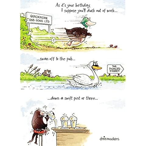 Birdwit Duck Out of Work Swan Off to The Pub Funny Birthday Card Humour Cards BWG0045 Cover