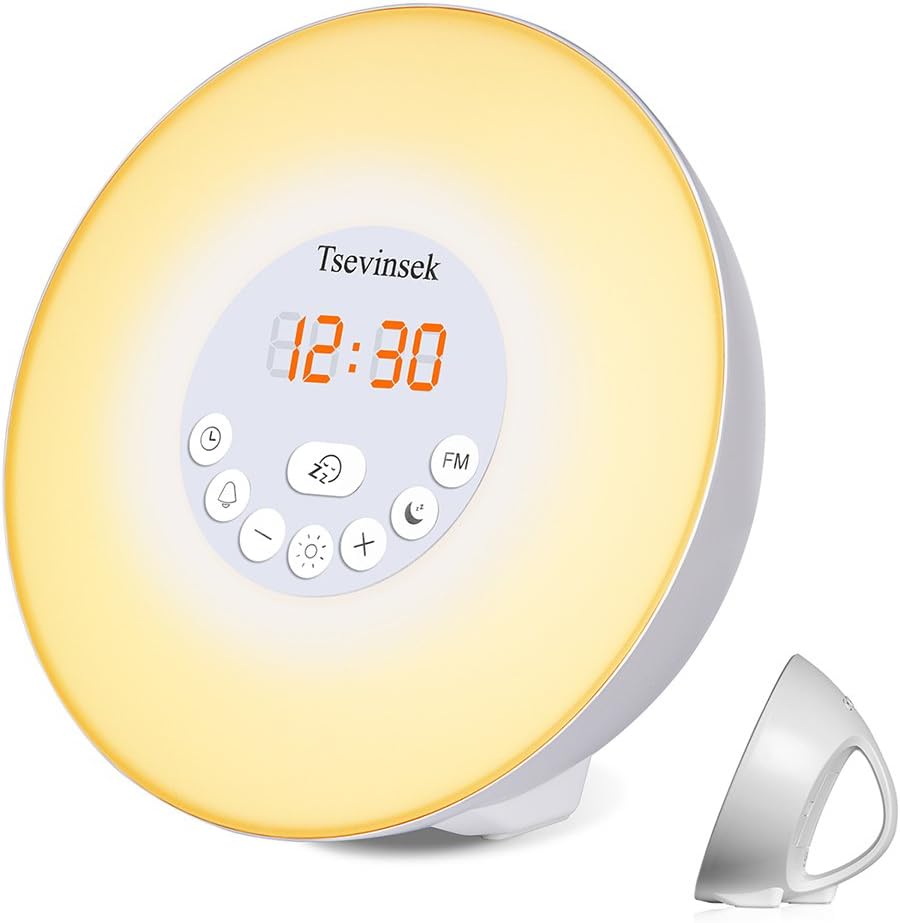IREALIST Wake Up Light Sunrise Sunlight with 7 Colors, Bedside Lamp with Snooze Function, Nature Sounds, FM Radio