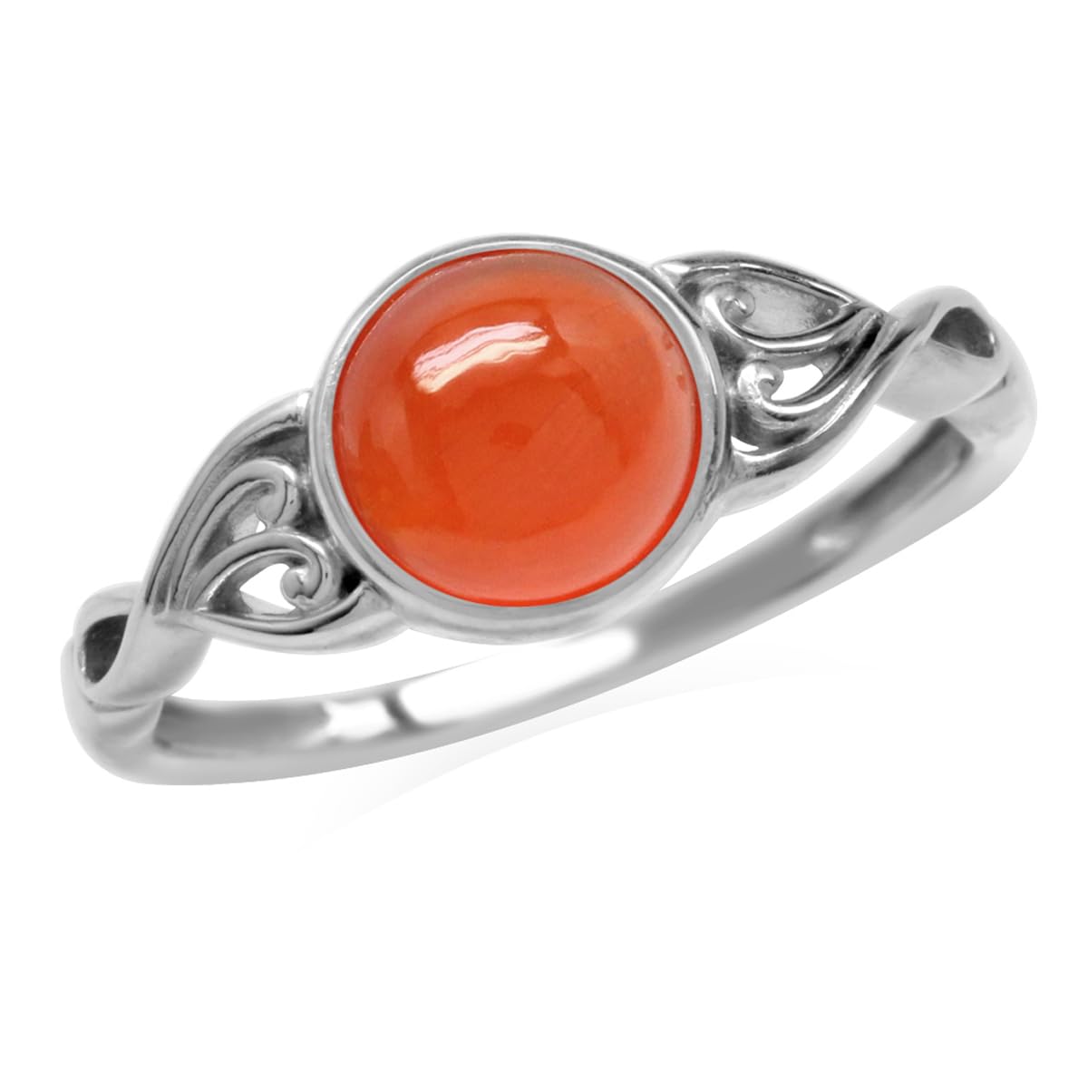 Silvershake Geunine Orange Carnelian Stone 925 Sterling Silver Victorian Style Solitaire Ring Size 13.5