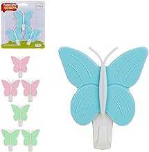 Ganchos Adesivos Decorativos em Formato Borboleta - 3 Peças Autocolante Removível (Rosa)