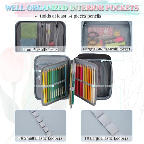 Image of VX VONXURY Large Pencil Case, 54-Slot Colored Pen Pouch 2 Removable Sleeves