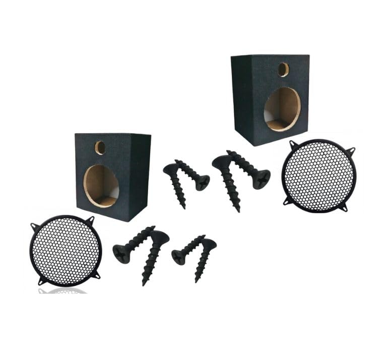 Image of 4-inche Car Speaker Cabinet Jodi Surround Box,(4inch), Black, Empty Wooden Enclosure with Mesh Grille, 25cm x 14 cm x 11 cm khaalee Speaker Box