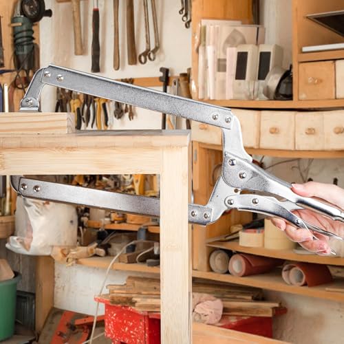 Image of Hiceeden 3 Pcs 18 Inch Deep C Clamp with Swivel Pads, Heavy Duty Welding Clamps Welding Pliers, Adjustable Locking Pliers for Woodworking, Electrician Maintenance, Welding