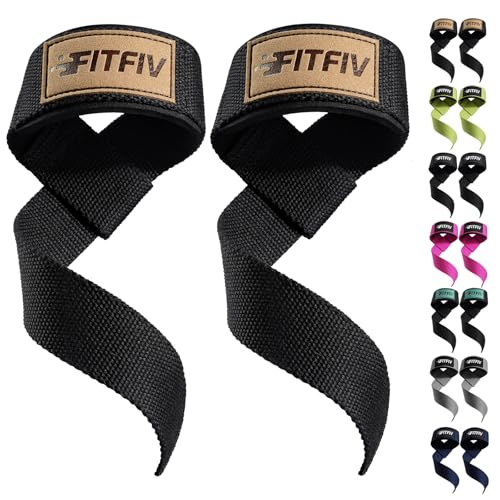 FITFIV Lifting Straps for Weightlifting, Padded Wrist Straps for Gym