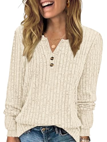 VUTRU Sweater for Women V Neck Long Sleeve Shirts Lightweight Loose Tunic Tops Fall Fashion Trendy Clothes 2025