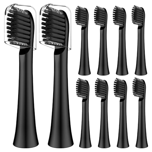 Replacement Toothbrush Heads Compatible with Colgate Hum Connected Smart Battery Electric Toothbrush Head 10 Pack Black