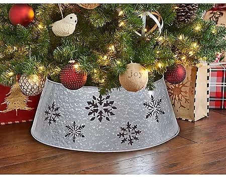 Collar de metal para árbol de Navidad color plateado con copo de nieve galvanizado nuevo