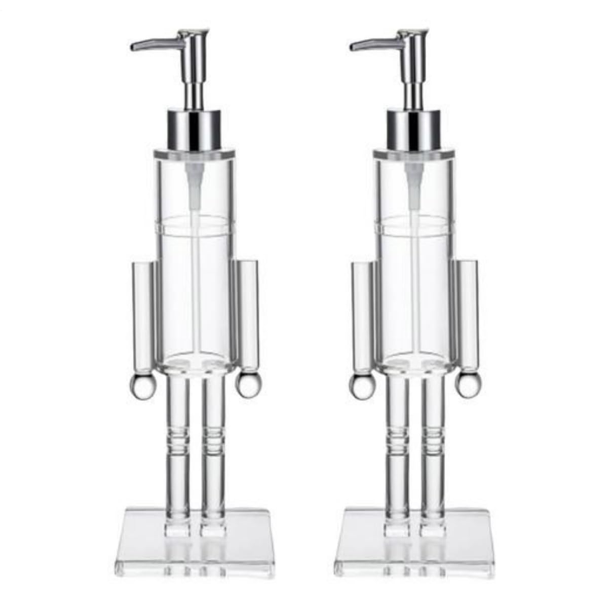 2PCS Christmas Hand Soap Dispensers, Acrylic Nutcracker Soap Dispenser Clear, Decorative Liquid Bottle For Toner Shampoo Shower Gel, Refillable Container For Holiday Hotel Bathroom Kitchen Home Decor