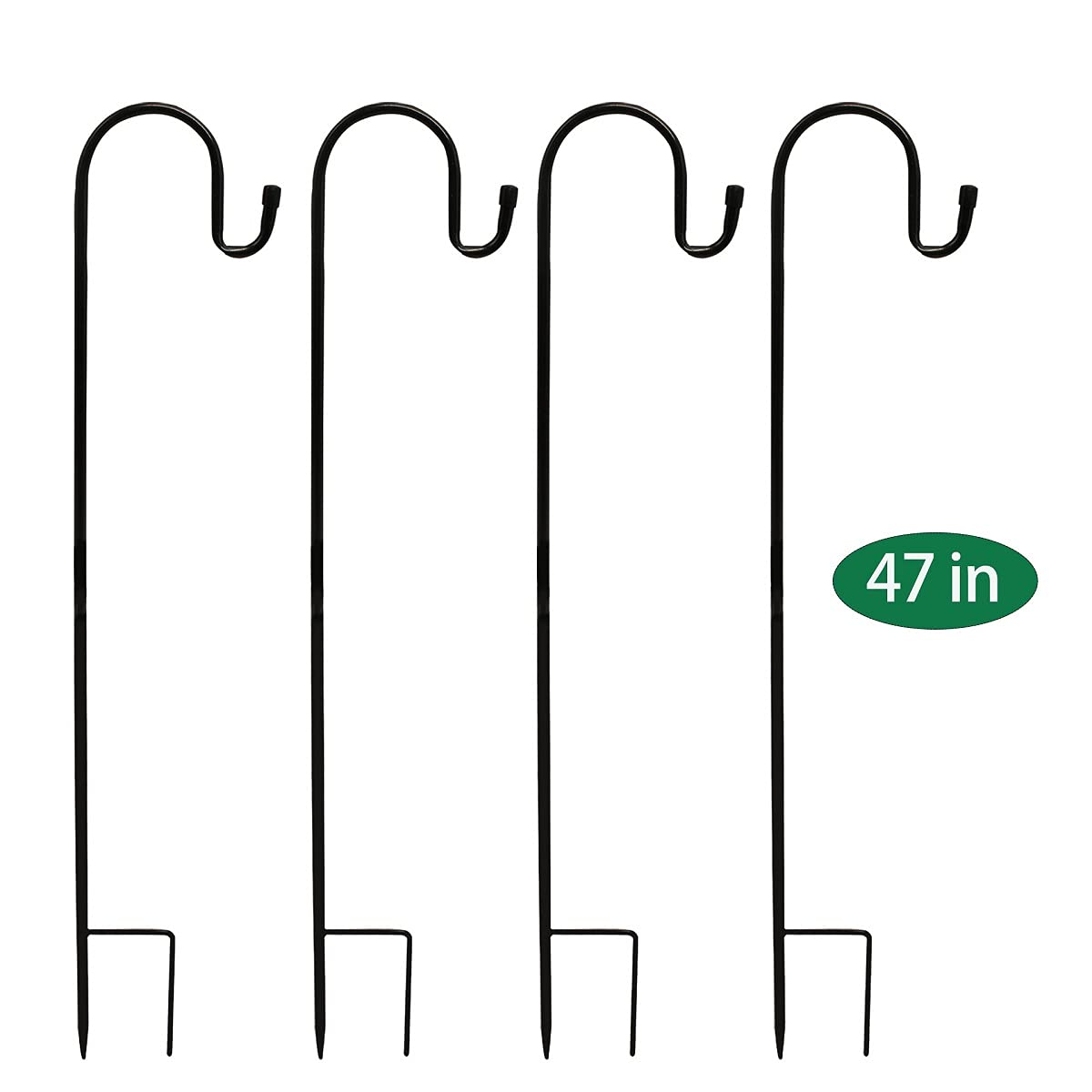 Abbcoert Juego de 4 ganchos de hierro para pastores de jardín, de metal, de 120 cm, resistentes a la corrosión, duradero, para colgar cestas de plantas, bodas, color negro