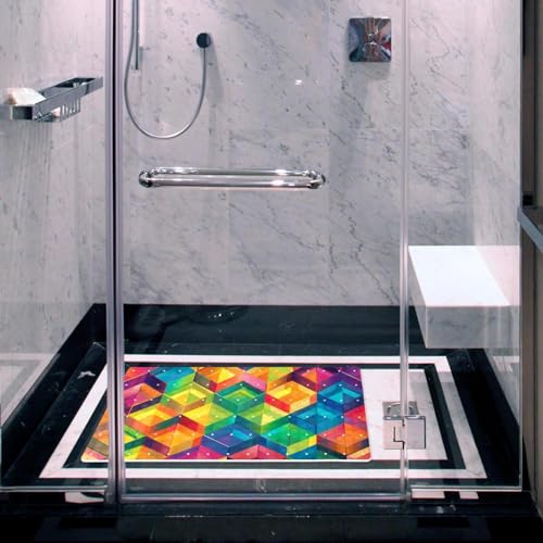 Tapis de bain antidérapant de qualité supérieure Colorful Ice Cube