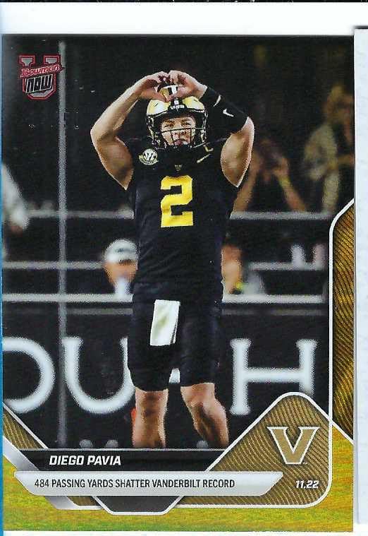 DIEGO PAVIA 2025 Bowman University Now Football #48 GOLD FOIL PARALLEL Rookie Card RC #19 of only 50 Made! Vanderbilt Commodores