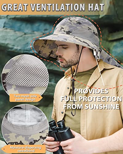 Tirrinia Neck Flap Fishing Safari Cap for Men, Wide Brim Sun Hat for Outdoor Hiking, Camping, Gardening - Image 4
