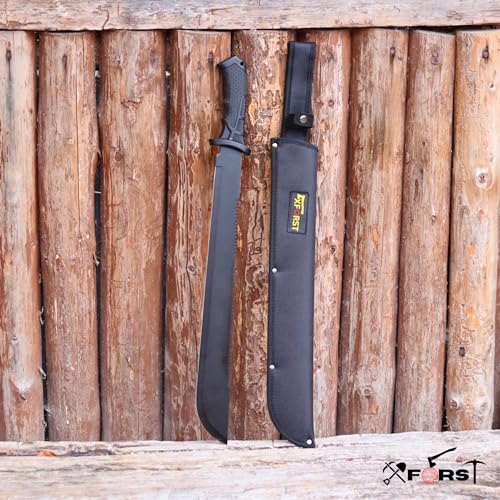 Xforst Machete MTB mit Sägeblatt, gesamtlänge 60,5 cm. Mit rutschfestem Gummi-Griff und feststehender Klinge. Für Outdoor, Survival und Bushcraft.