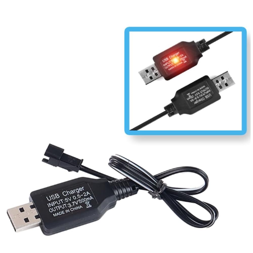 ElectroSys SM-2-Pin USB Charger Cable for RC Car, Drone, Plane, Tank | USB Battery Charging Wire for 3.7V Li-ion/LiPo Toys & Electronics | Multipurpose RC Cable Cord (Pack of 2) - Image 3 thumbnail